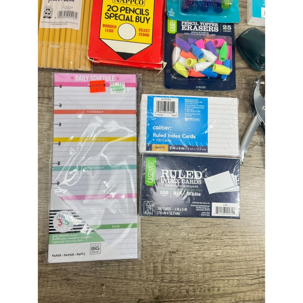 School Supply Lot, Nappco Pencils, 300 Index Cards, Pencil Case, Erasers Etc - Picture 2 of 12
